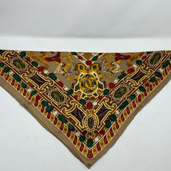 Chanel Silk Scarf Autumnal Birds CC Ornate Classic Mosaic - Picture 2 of 11